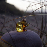 Natural Amber Carved Pig Figurine With Insects