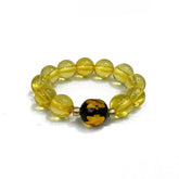 Lemon Amber Round Bead Stretch Ring