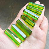 Green Amber Rectangular Free Shape Cabochons
