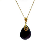 Cherry Amber Faceted Drop Pendant & Chain Necklace 14K Gold Plated