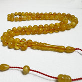 Yellow With Transparent Amber Round Shape 8.5 mm Islamic Prayer Beads