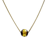 Two Toned Amber Faceted Round Bead Necklace 14K Gold Plated