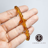 Cognac Amber Baroque Beads With Cross Stretch Bracelet