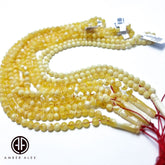White With Yellow Amber Round Shape 5 mm Islamic Prayer Beads