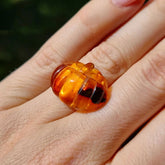 Cognac Amber Carved Pumpkin Cabochons