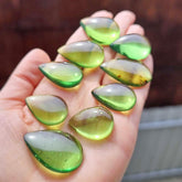 Green Amber Drop Shape Cabochons