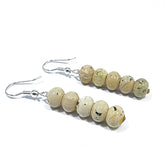 Milky Fossil Amber Tablet Dangle Earrings Sterling Silver