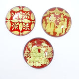 Red Amber Engraved Christmas Round Shape Cabochons