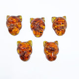 Cognac Amber Handmade Carved Cat Face Cabochons