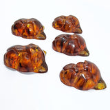 Cognac Amber Handmade Carved Cat Face Cabochons