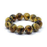 Brown Marble Amber Round Beads Stretch Bracelet