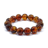 Cognac Amber Round Beads Stretch Bracelet