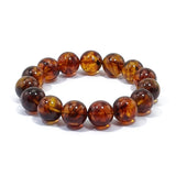 Cognac Amber Round Beads Stretch Bracelet
