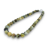 Milky Fossil Amber Round Beads Necklace Sterling Silver