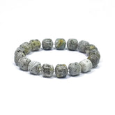 Milky Fossil Amber Barrel Beads Stretch Bracelet