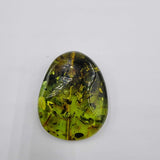 Green Amber Nugget Whit Insects Bead