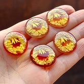 Red Amber Engraved Christmas Round Shape Cabochons