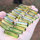 Green Amber Rectangular Free Shape Cabochons