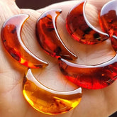 Cognac Amber Moon Shape Cabochons