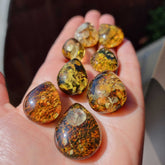 "Earth Stone" Green Amber Handmade Drop Cabochons