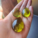 Green Amber Drop Shape Cabochons