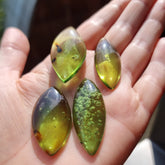 Green Amber Handmade Marquise Shape Cabochons