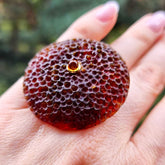 Cherry Amber Tablet Adjustable Ring 14k Gold Plated