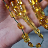 Transparent Amber Barrel Shape 9 mm Islamic Prayer Beads