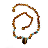"KIDDO" Cognac Amber Baroque Beads Baby Necklace