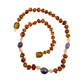 "KIDDO" Cognac Amber Baroque Beads Baby Necklace
