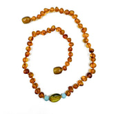 "KIDDO" Cognac Amber Baroque Beads Baby Necklace