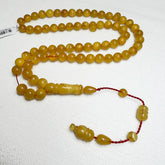 Yellow With Transparent Amber Round Shape 8.5 mm Islamic Prayer Beads