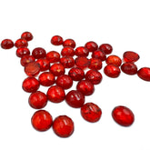 Red Amber Calibrated Facated Round Cabochons