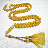 Yellow with White Amber Round Shape 8 mm Islamic Prayer Beads