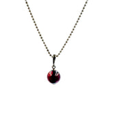 Cherry Amber Round Bead Pendant Chain Necklace Sterling Silver