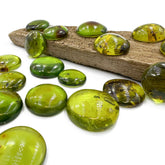 Green Amber Handmade Round Shape Cabochons