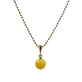 Milky Amber Round Bead Pendant & Chain Necklace 14k Gold Plated