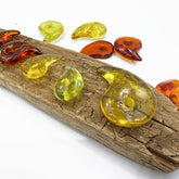 Multi-Color Amber Magatama Beads