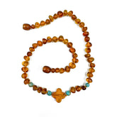 "KIDDO" Cognac Amber Baroque Beads Baby Necklace
