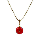Red Tablet Beads Chain Necklace 14K Gold Plated