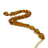 Cognac Amber Olive Shape 8.5 mm Islamic Prayer Beads