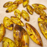 Light Cognac Amber Marquise Shape Cabochons