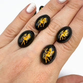 Cherry Amber Engraved Fairy Oval Shape Cabochons