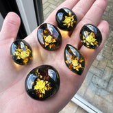 Cherry Amber Engraved Roses Oval Shape Cabochons
