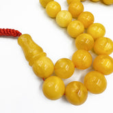 Yellow with White Amber Round Shape 13.5mm Islamic Prayer Beads