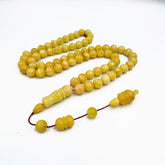 White With Yellow Amber Round Shape 10 mm Islamic Rosary Beads