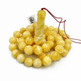 White With Yellow Amber Round Shape 11 mm Islamic Prayer Beads