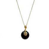 Cherry Amber Faceted Round Pendant & Chain Necklace 14K Gold Plated