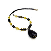 Multi_color Amber Faceted Drop Pendant Beaded Necklace