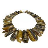 Milky Fossil Amber Faceted Tumbled Stone Beads Necklace